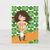 Carte Danse irlandaise shamrock Brunette Fille Anniversa (Dos)