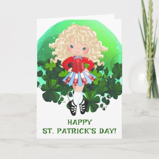 Carte Danse Irlandaise St. Patrick's Day Shamrocks Verts (Devant)