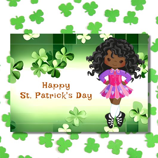 Carte Danse Irlandaise St. Patrick's Day Shamrocks Verts