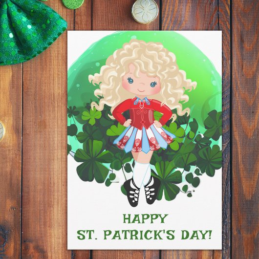 Carte Danse Irlandaise St. Patrick's Day Trèfles Verts