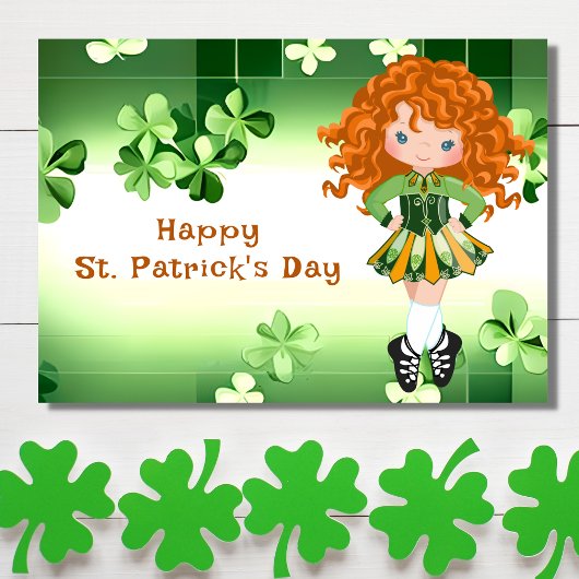 Carte Danse Irlandaise St. Patrick's Day Trèfles Verts