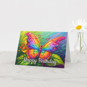 Carte Danse Printemps papillon Art Joyeux anniversaire