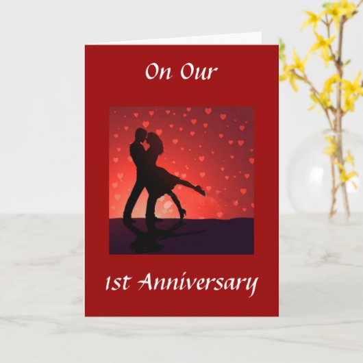 Carte DANSE/SERREZ VOUS DANS LES BRAS 1er ANNIVERSAIRE (Fleur jaune)