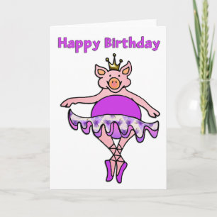 Carte Danser Cochon à Tutu Joyeux anniversaire