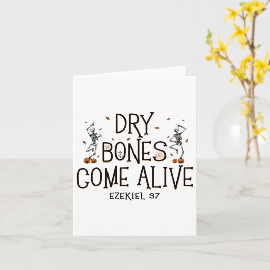 Carte Danser Squelette Sec Bones Venez Vivant Halloween (Fleur jaune)