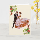 Carte Danser un couple romantique avec Mistletoe & Holly (Fleur jaune)