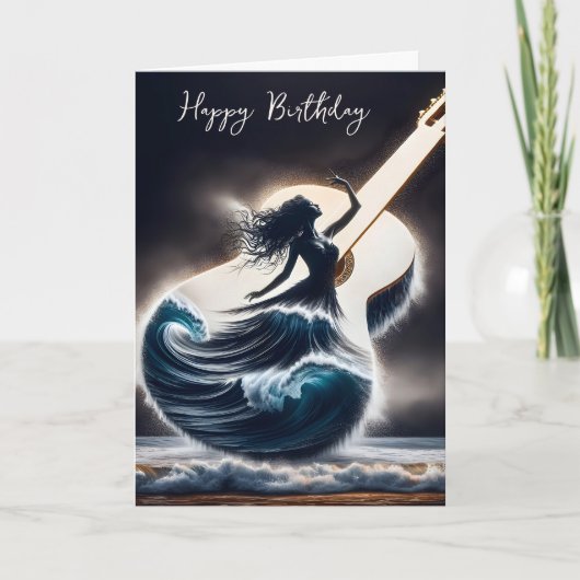 Carte Danseur D'Anniversaire En Vague Guitare (Devant)