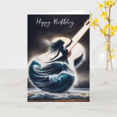 Carte Danseur D'Anniversaire En Vague Guitare (Fleur jaune)