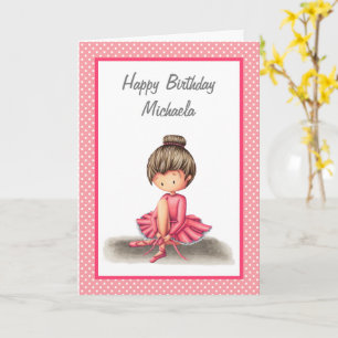 Carte Danseur de ballet en robe rose Anniversaire person