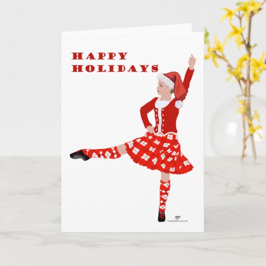 Carte Danseur écossais de Noël (Fleur jaune)