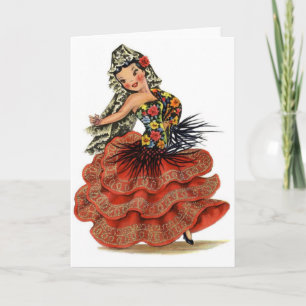 Carte Danseur espagnol vintage de flamenco,