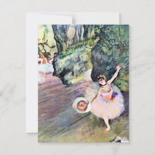 Carte Danseuse avec un bouquet de fleurs par Edgar Degas