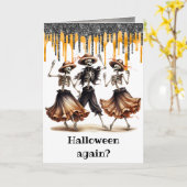 Carte Danseuse Danseuse Skeletons Halloween (Fleur jaune)