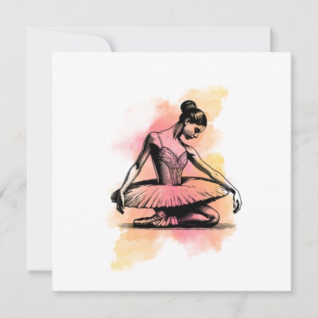 Carte Danseuse de ballet dansant en couleur  (Devant)