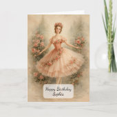 Carte Danseuse de ballet floral vintage (Devant)