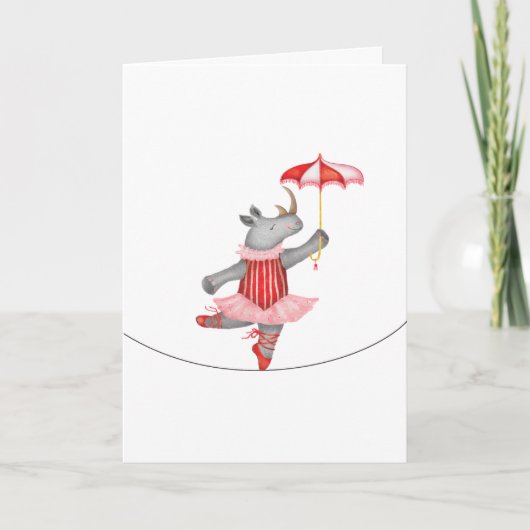 Carte Danseuse de corde raide rhinocéros de cirque vinta (Devant)