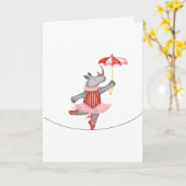 Carte Danseuse de corde raide rhinocéros de cirque vinta (Fleur jaune)