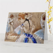 Carte Danseuse Degas Avec Ruban Bleu (Fleur jaune)