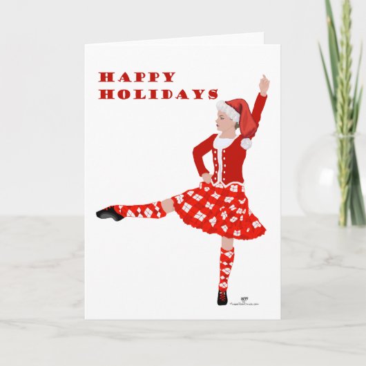 Carte Danseuse écossaise des Highlands à Noël (Devant)