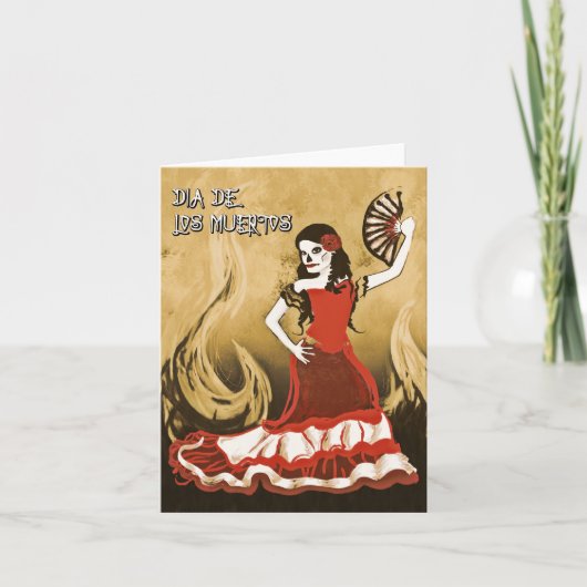Carte danseuse espagnole dia de los muertos (Devant)