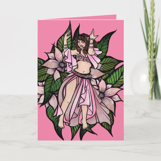Carte Danseuse orientale rose Shimmy (Devant)