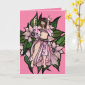 Carte Danseuse orientale rose Shimmy (Fleur jaune)