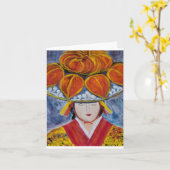 Carte Danseuse traditionnelle okinawaïenne 3 (Fleur jaune)