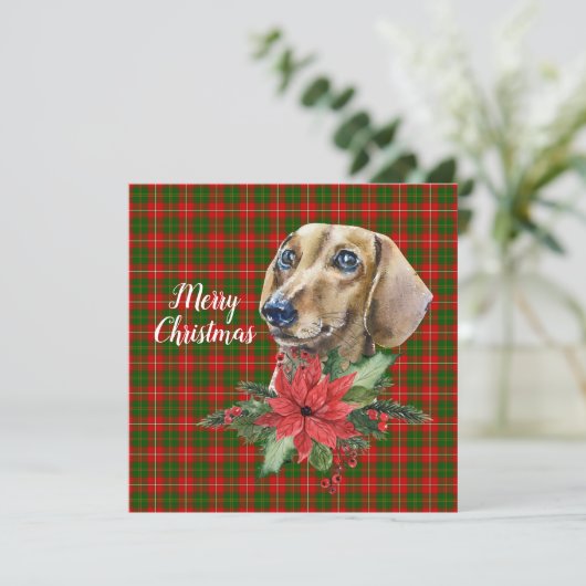 Carte d'appartement de Noël Dachshund Dog Aquarell (Debout devant)
