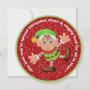 Carte d'appartement de Noël Elf ronde