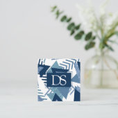 Carte D'appel 80s Luxe Abstrait | Monogramme Turquoise et Navy (Debout devant)