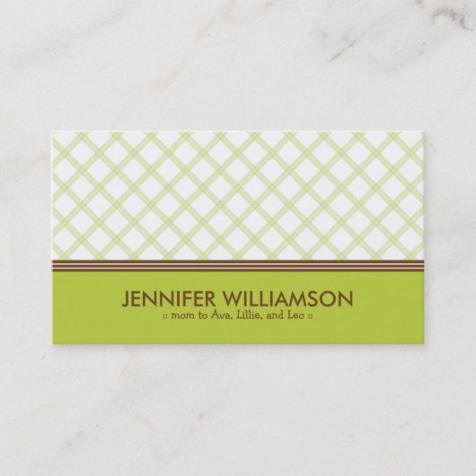 Carte d'appel à la mode Lime Green Plaid Maman Car (Devant)
