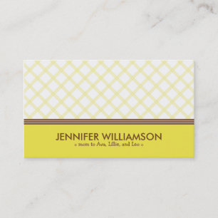 Carte d'appel à la mode Sunny Yellow Plaid