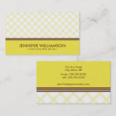Carte d'appel à la mode Sunny Yellow Plaid (Devant / Derrière)