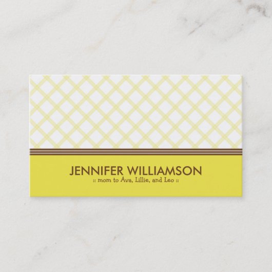 Carte d'appel à la mode Sunny Yellow Plaid (Devant)