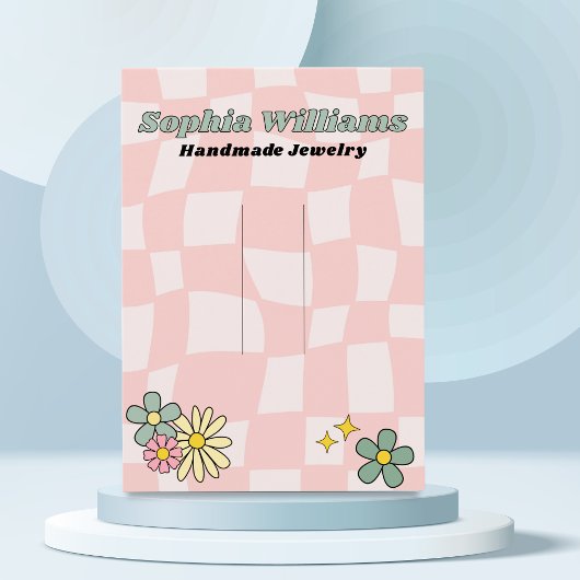 Carte D'appel Accessoire de coiffure Retro Pink Checker