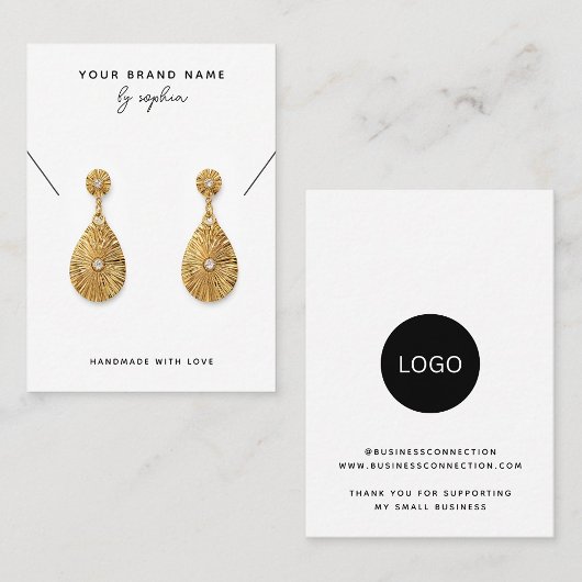Carte D'appel Ajouter votre logo Nom Collier Boucles d'oreilles 