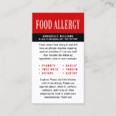 Carte D'appel Alerte d'allergie alimentaire (Devant)