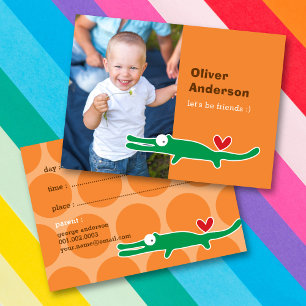 Carte D'appel Alligator Vert Points Orange Photo Rendez-vous de 