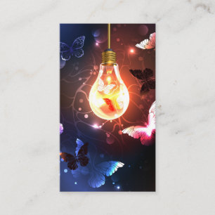 Carte D'appel Ampoule lumineuse avec papillons nocturnes