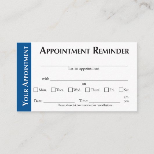 Carte D'appel Appointment Reminder Cards - Dark Blue (Devant)