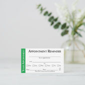 Carte D'appel Appointment Reminder Cards - Green (Debout devant)