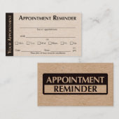 Carte D'appel Appointment Reminder Cards - Kraft Color (Devant / Derrière)
