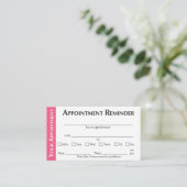 Carte D'appel Appointment Reminder Cards - Pink (Debout devant)