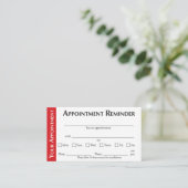 Carte D'appel Appointment Reminder Cards - Red (Debout devant)
