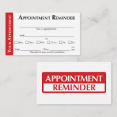 Carte D'appel Appointment Reminder Cards - Red (Devant / Derrière)