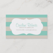 Carte D'appel Aqua et Linen Moderne Stripes et Dots (Devant)