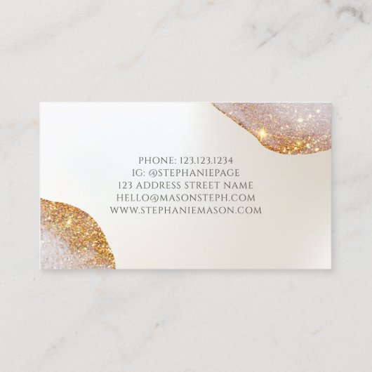 Carte D'appel Aquarelle Abstraite Parties scintillant or Pearles (Dos)