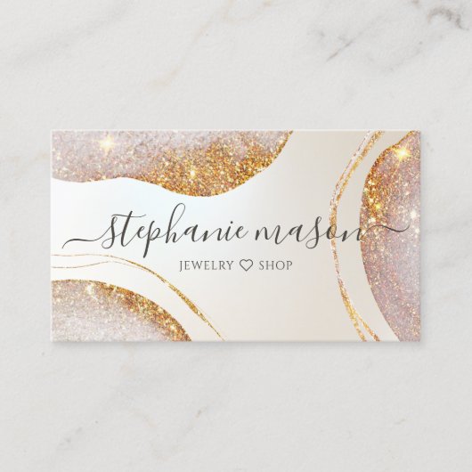 Carte D'appel Aquarelle Abstraite Parties scintillant or Pearles (Devant)