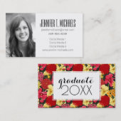 Carte D'appel Aquarelle florale de l'obtention du diplôme | de (Devant / Derrière)