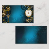 Carte D'appel Arrière - plan turquoise à vapeur avec engrenages (Devant / Derrière)